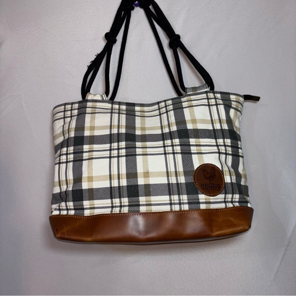 Farm House is my Style Plaid Tote Bag with Leather Accents Country